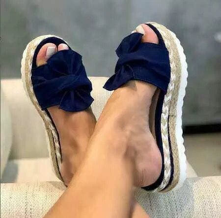 Sandales compensées femme à nœud – vue 3