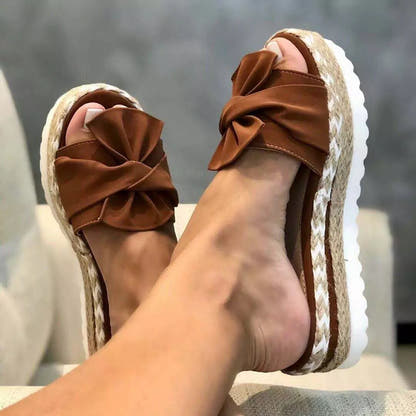 Sandales compensées femme à nœud – vue 6