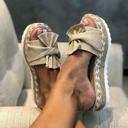 Sandales compensées femme à nœud – vue 9
