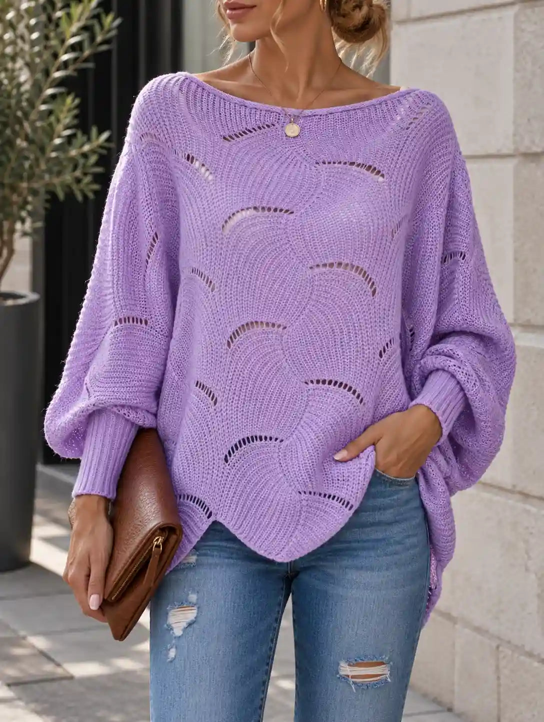 Pull léger femme à manches chauve-souris